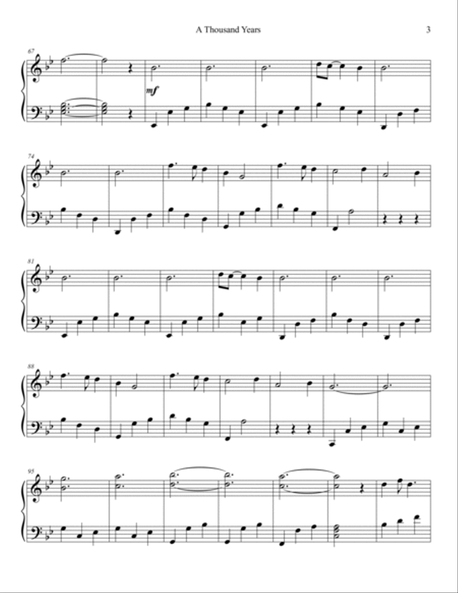 A Thousand Years Easy Piano scores gallery preview page 3