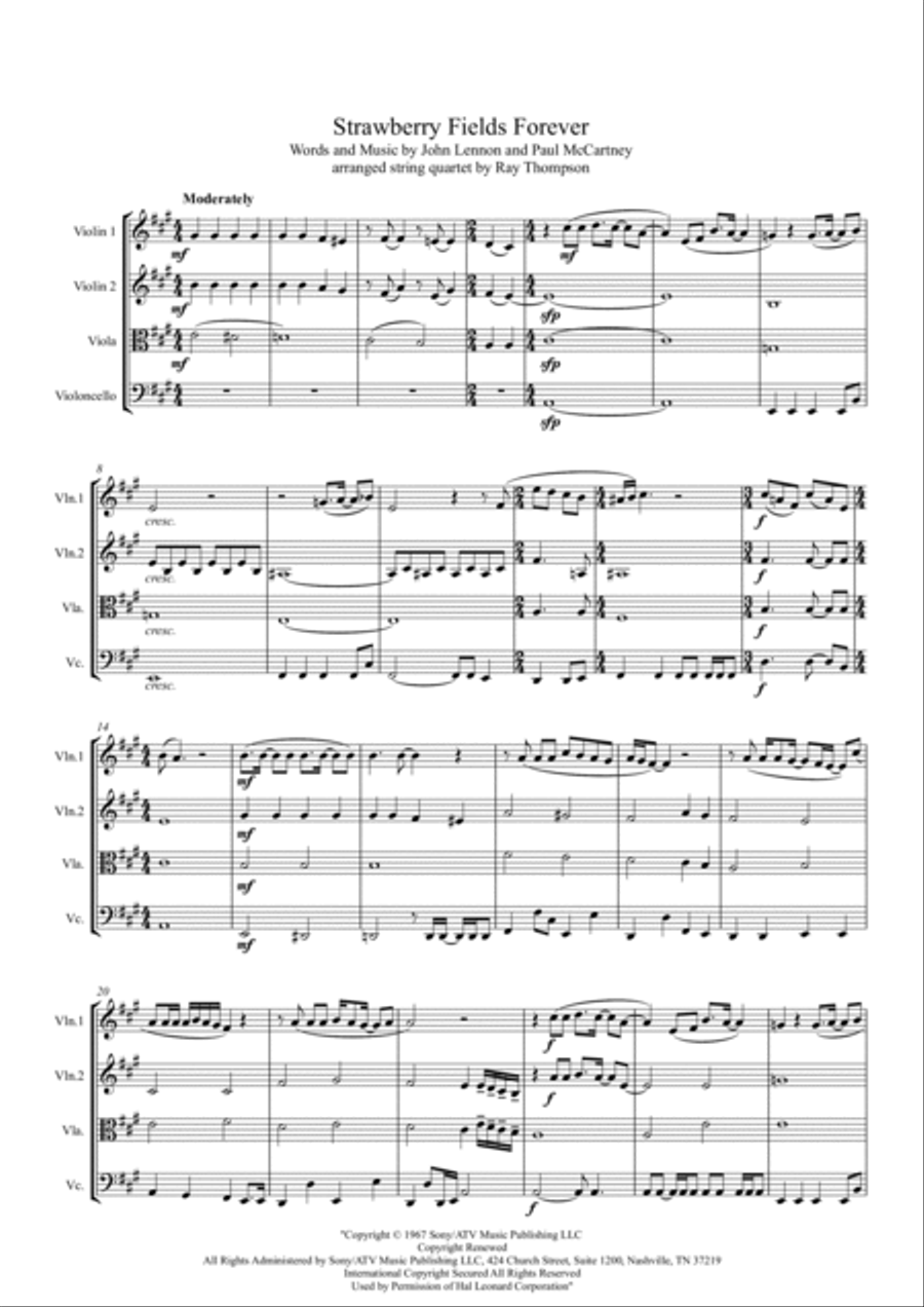 Strawberry Fields Forever String Quartet scores gallery preview page 2