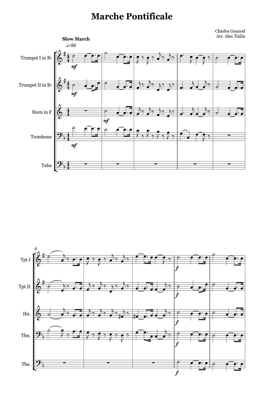 Marche Pontificale Marche Pontificale Brass Quintet scores gallery preview page 2