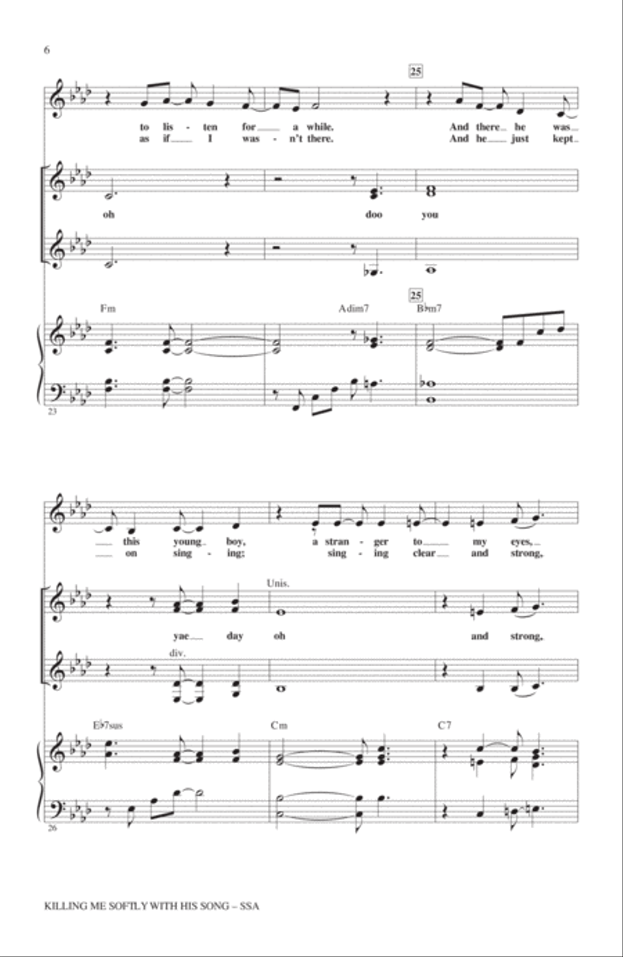 Killing Me Softly With His Song (arr. Paris Rutherford) SSA scores gallery preview page 4