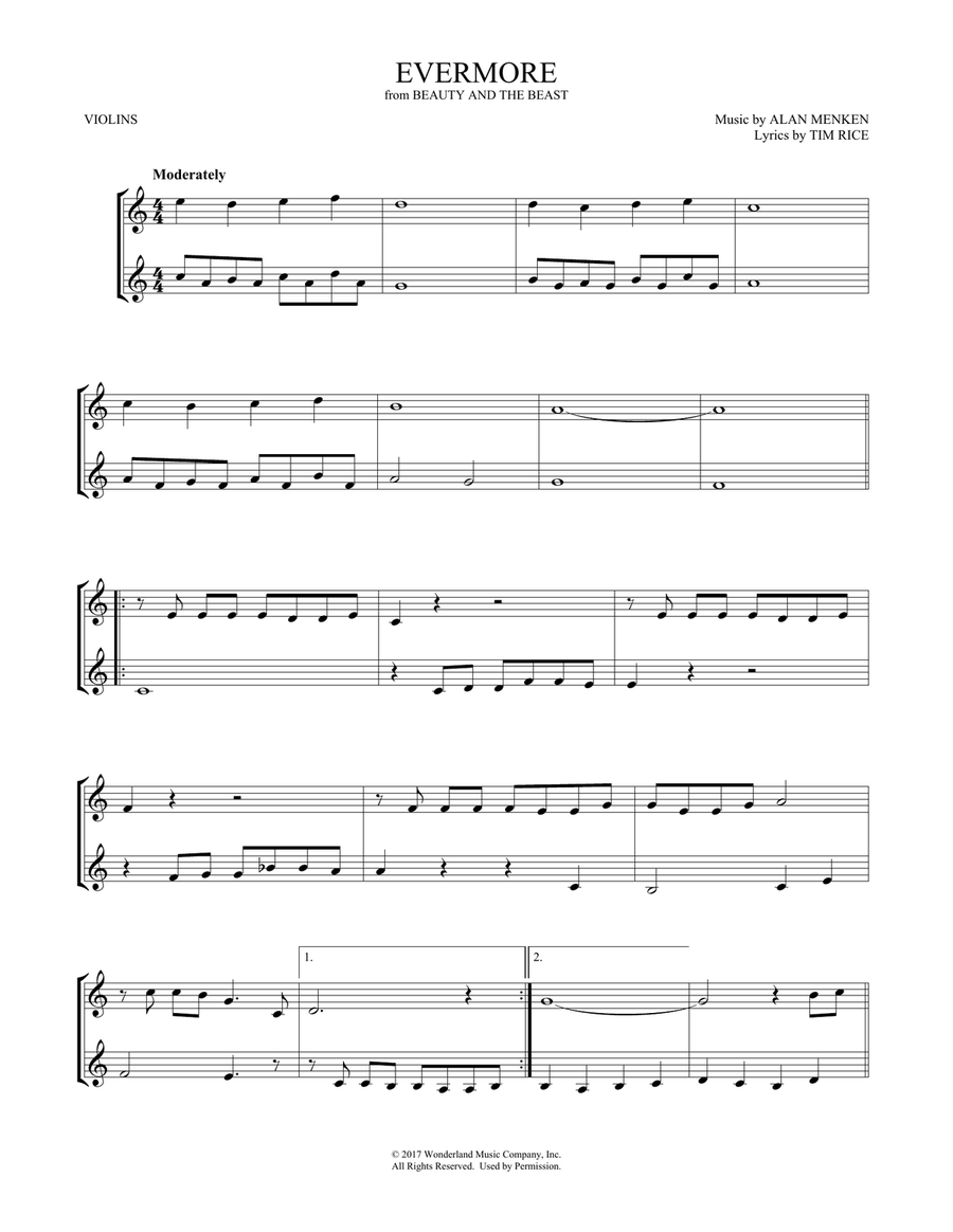 Evermore (from Beauty and the Beast) (arr. Mark Phillips) String Duet scores gallery preview page 1
