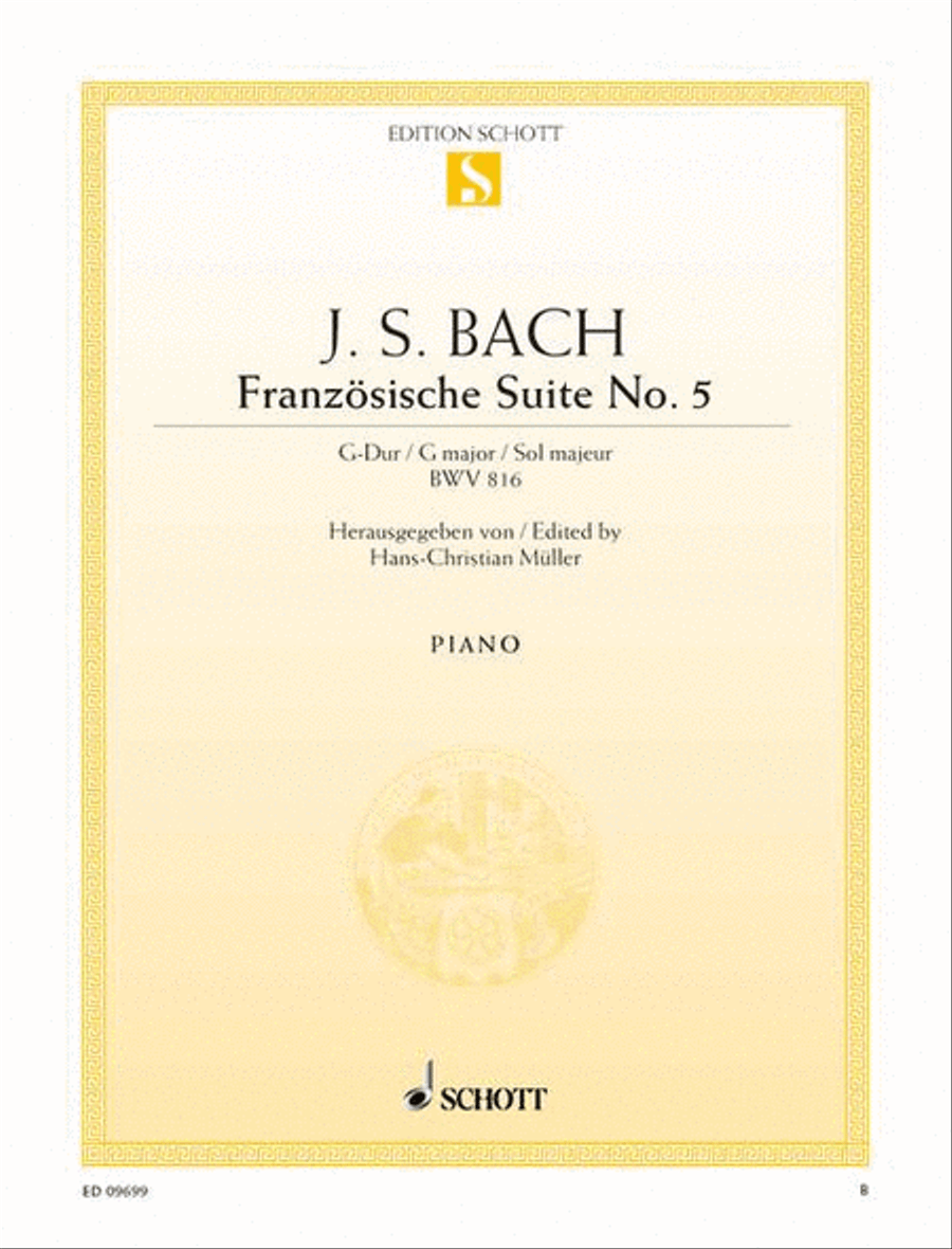 French Suite No. 5 G major, BWV 816 Piano Solo scores gallery preview page 1