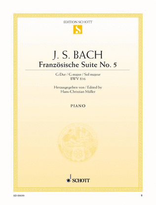 Book cover for French Suite No. 5 G major, BWV 816