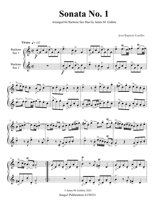 Loeillet: Six Sonatas Op. 5 No. 2 Complete for Baritone Sax Duo
