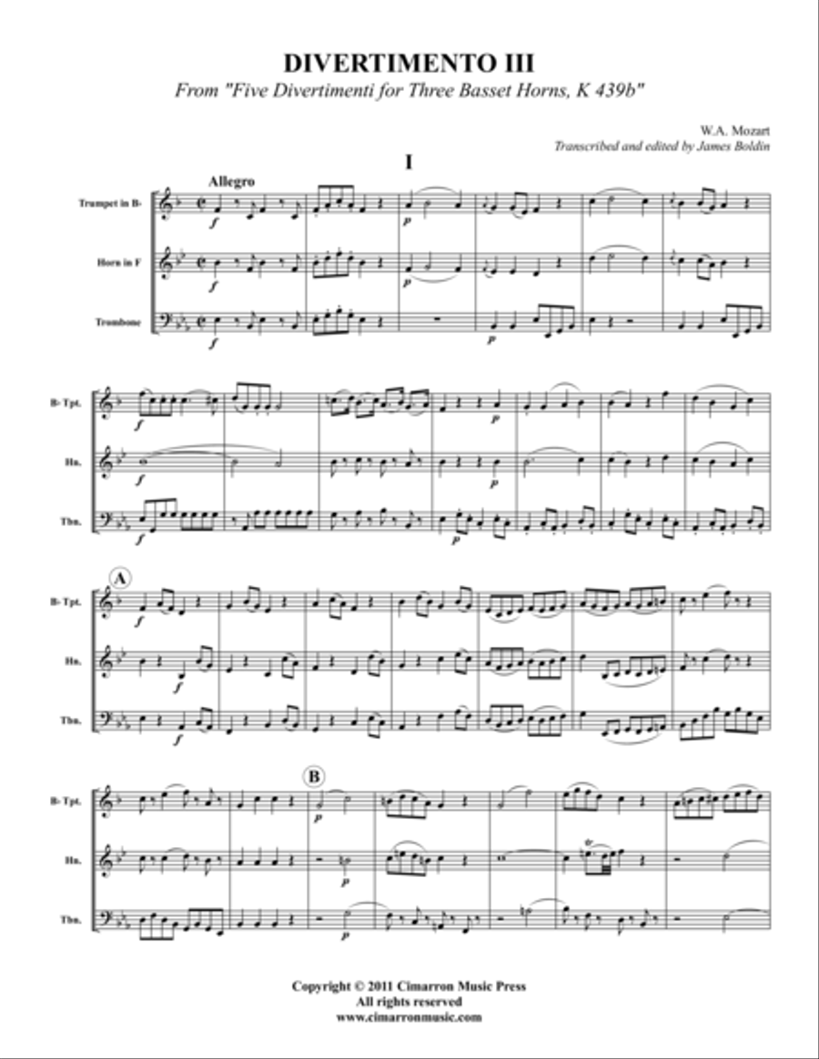 Divertimento III Divertimento III Brass Trio scores gallery preview page 1