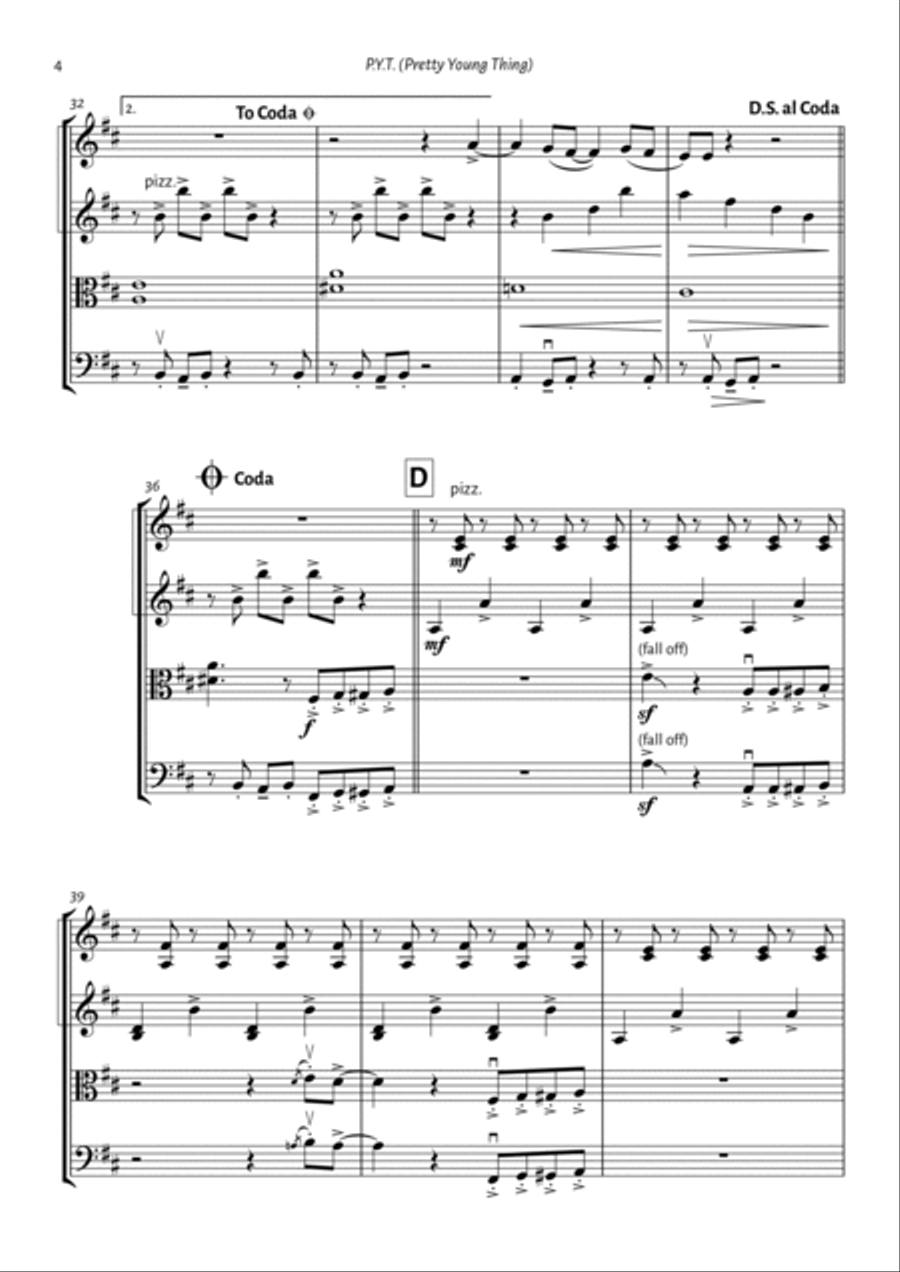 P.y.t. (pretty Young Thing) String Quartet scores gallery preview page 4
