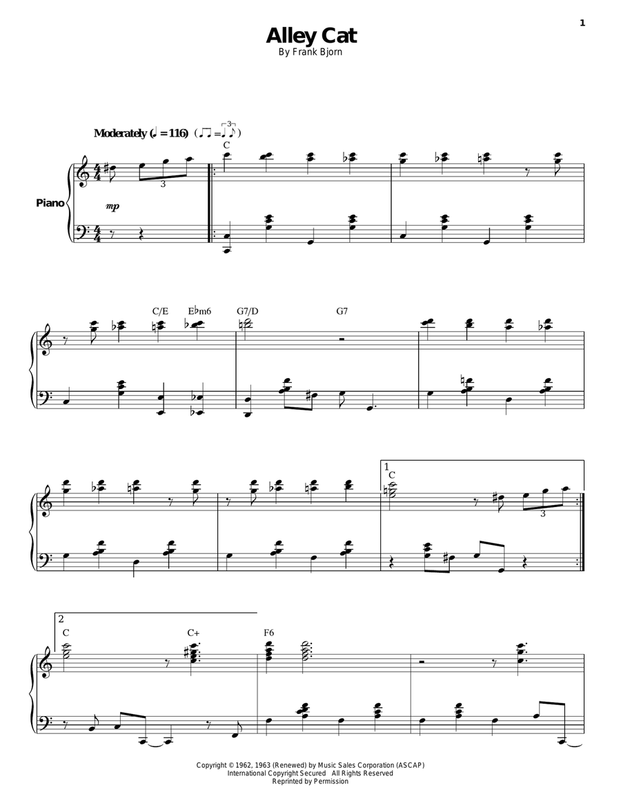 Alley Cat Piano scores gallery preview page 1