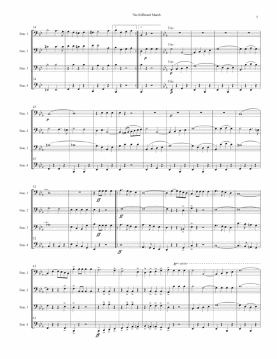 Billboard March for bassoon quartet Woodwind Quartet scores gallery preview page 2