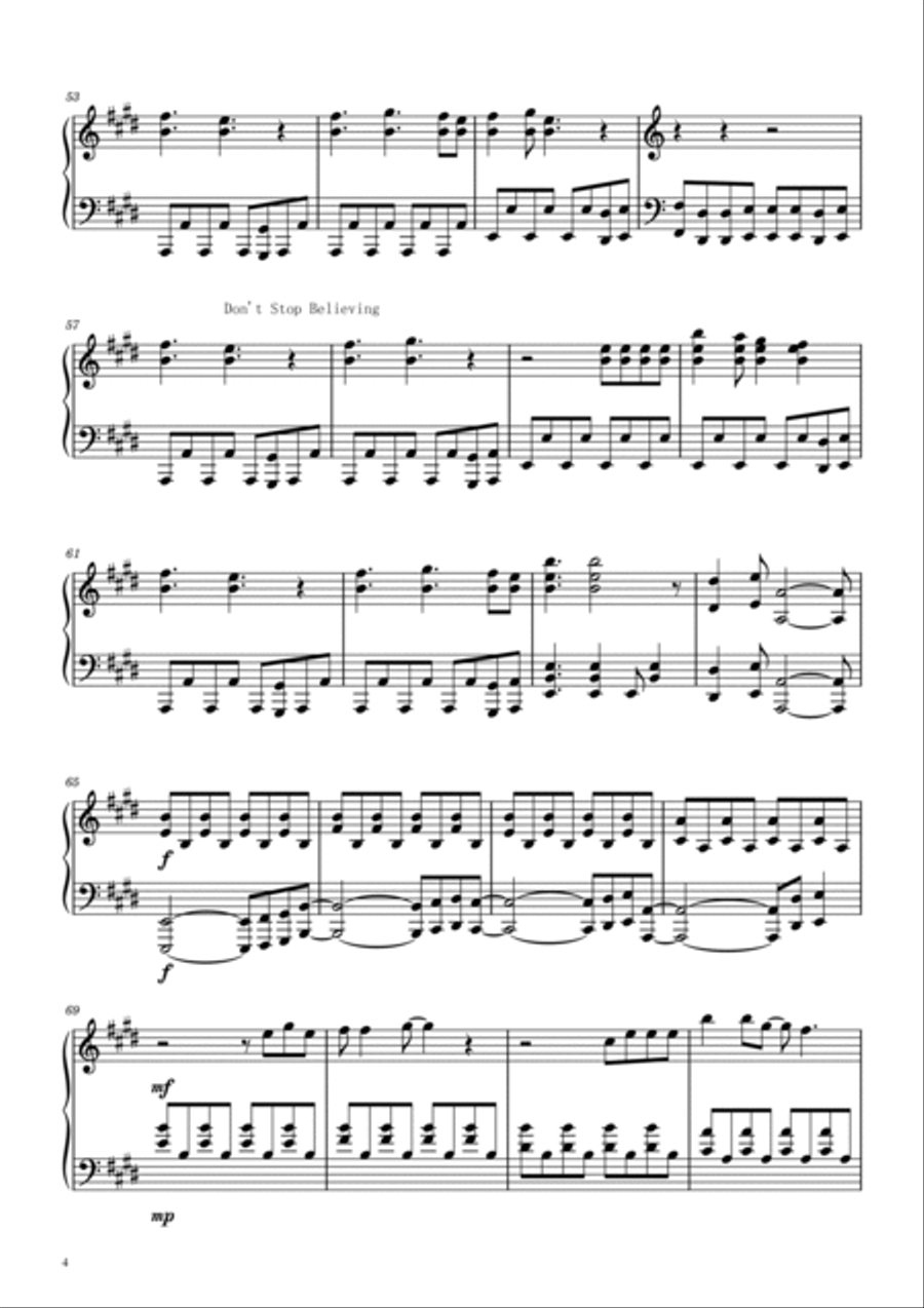 Don't Stop Believin' Piano Solo scores gallery preview page 4