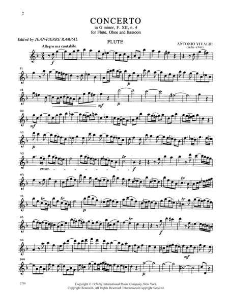 Concerto In G Minor, Rv 103, For Flute, Oboe & Bassoon