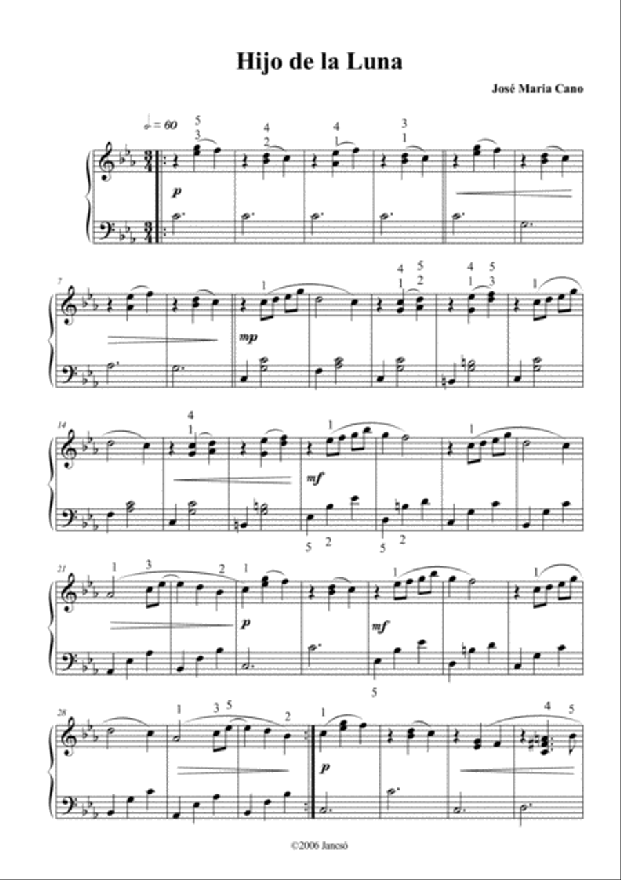 Hijo De La Luna Hijo De La Luna Piano Solo scores gallery preview page 1
