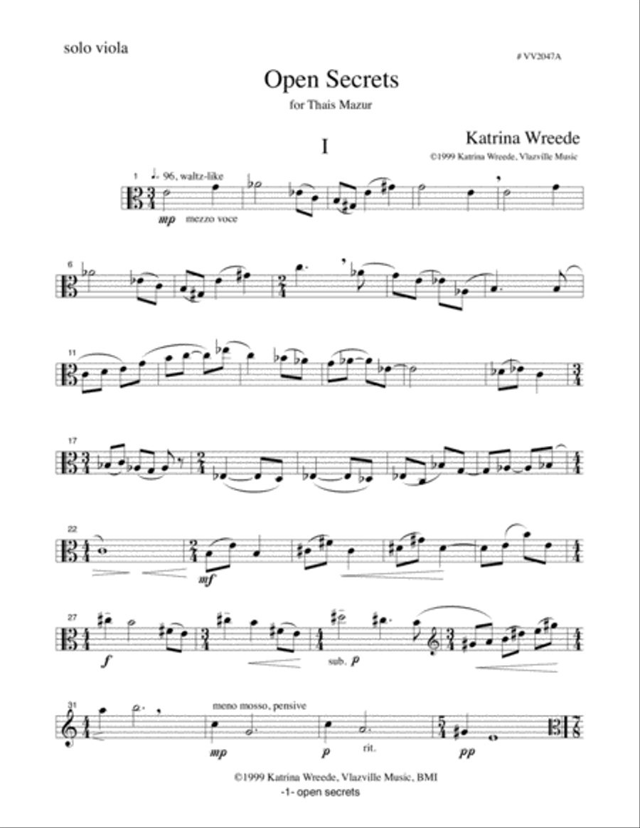 Open Secrets for Solo Viola Viola Solo scores gallery preview page 2