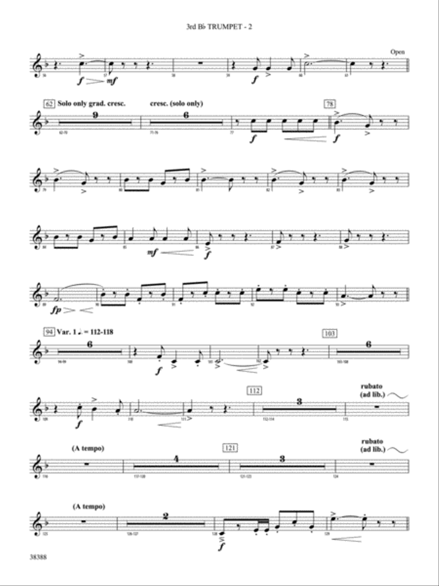 Napoli 3rd B flat Trumpet by Donald Hunsberger Concert Band