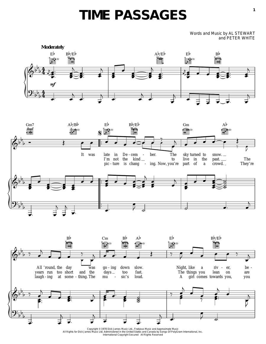 Time Passages Time Passages Piano, Vocal, Guitar scores gallery preview page 1