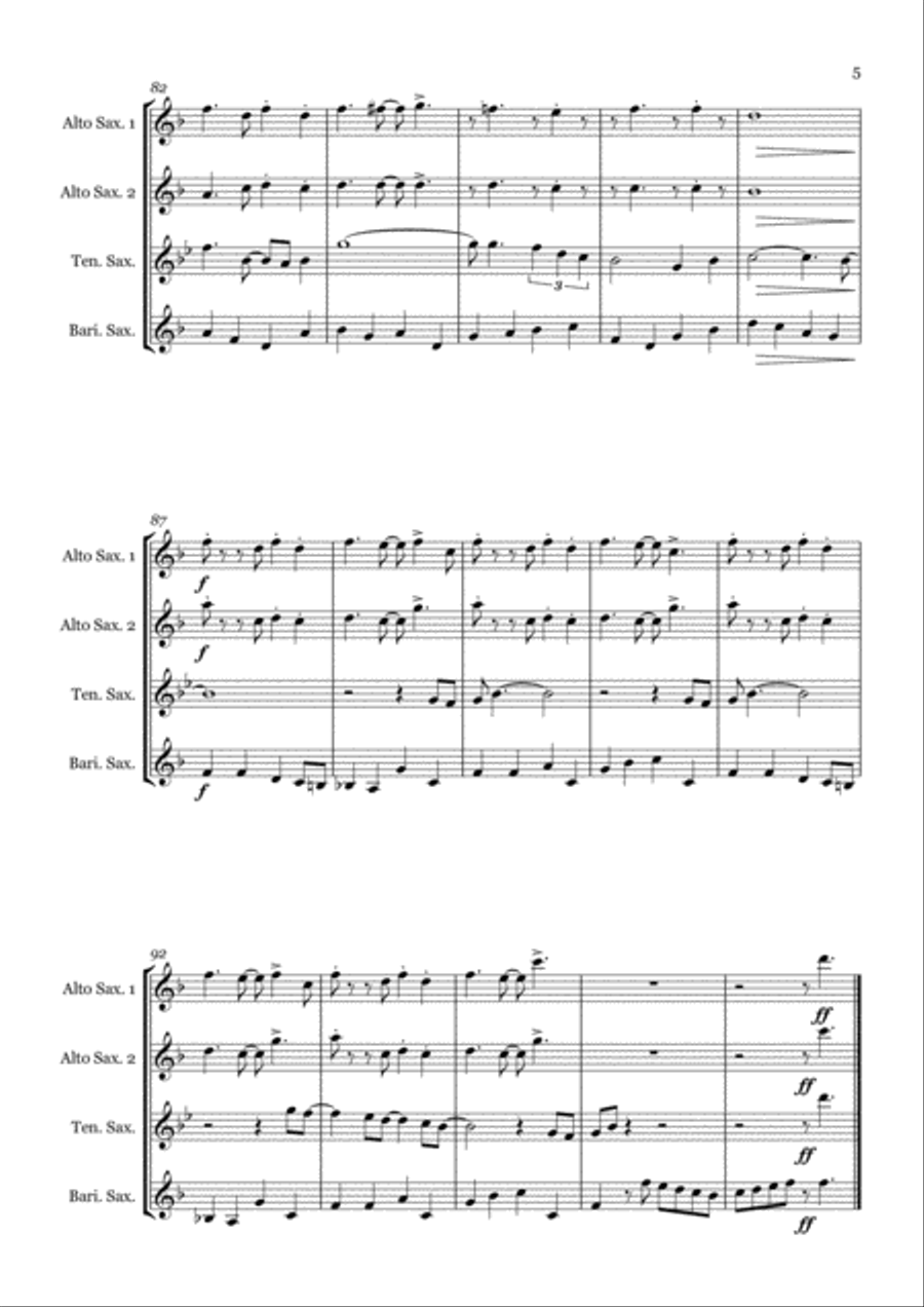 Beyond The Sea Saxophone Quartet scores gallery preview page 5