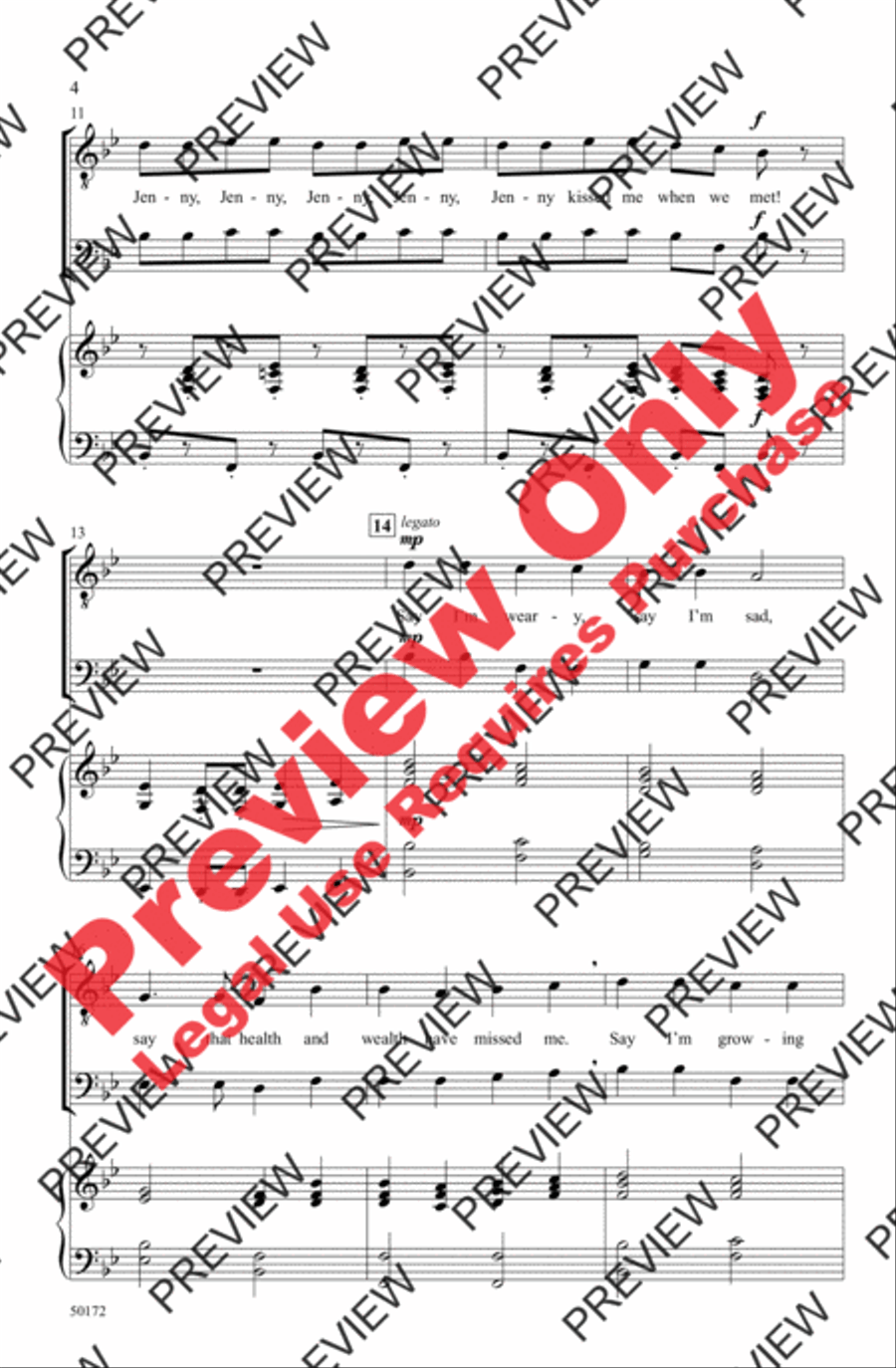 Jenny Kissed Me Men's Choir scores gallery preview page 4