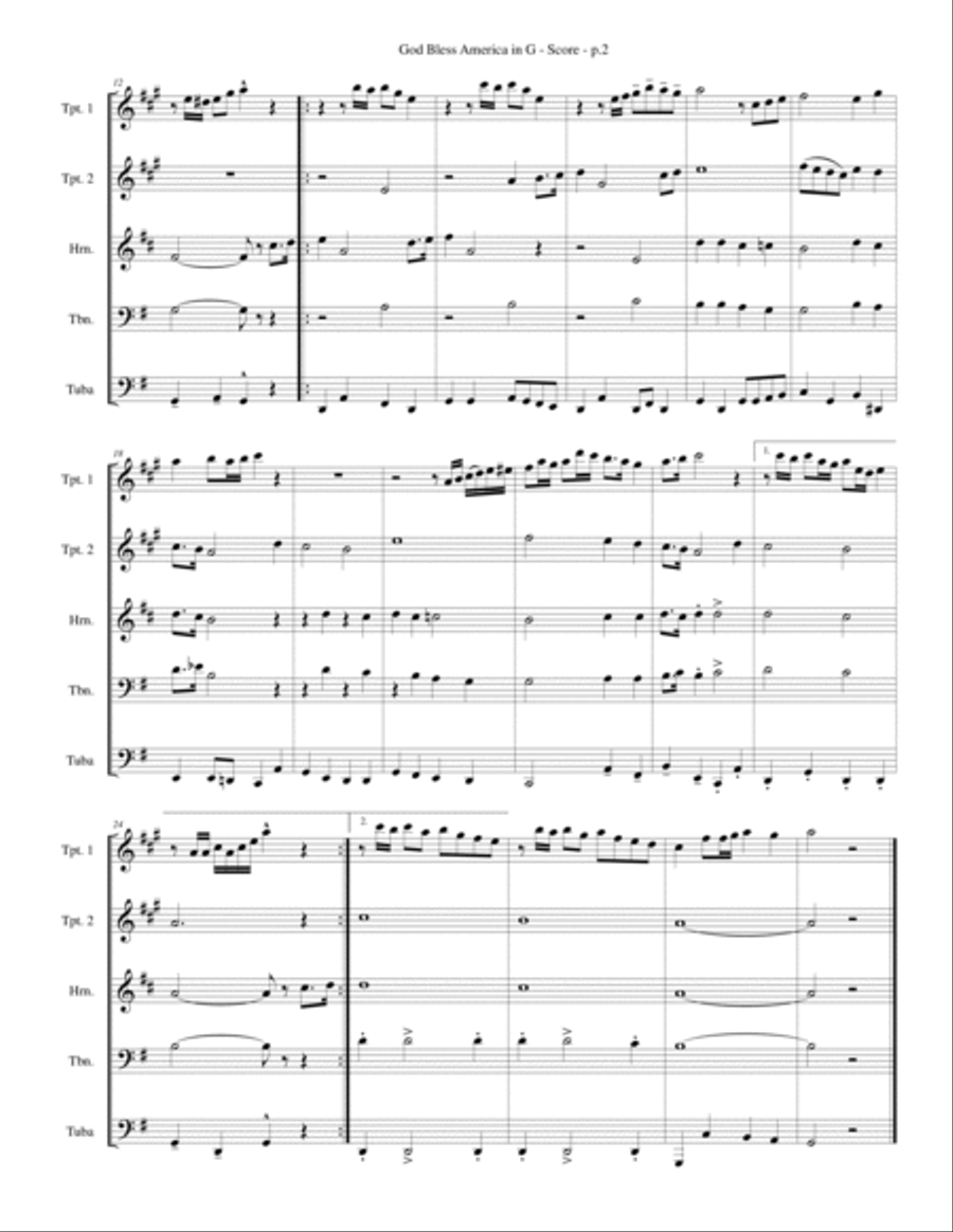 God Bless America ® Brass Ensemble scores gallery preview page 2