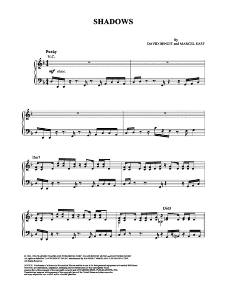 Shadows Piano Solo scores gallery preview page 1