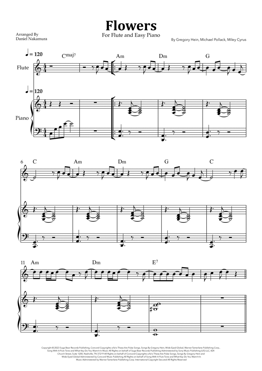 Flowers Flute scores gallery preview page 1