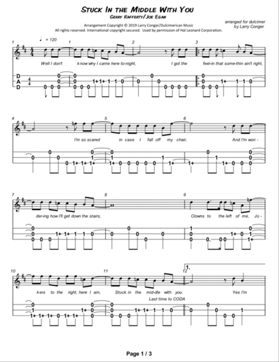 Stuck In The Middle With You Dulcimer scores gallery preview page 2