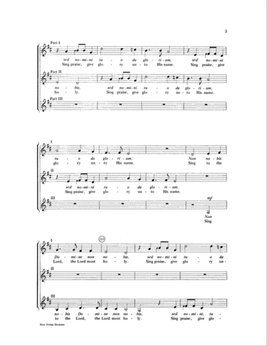 Non Nobis Domine Non Nobis Domine 3-Part scores gallery preview page 3