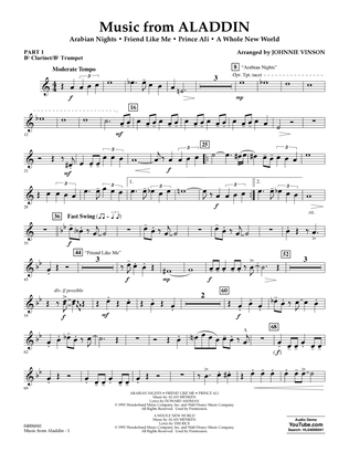 Book cover for Music from Aladdin (arr. Johnnie Vinson) - Pt.1 - Bb Clarinet/Bb Trumpet