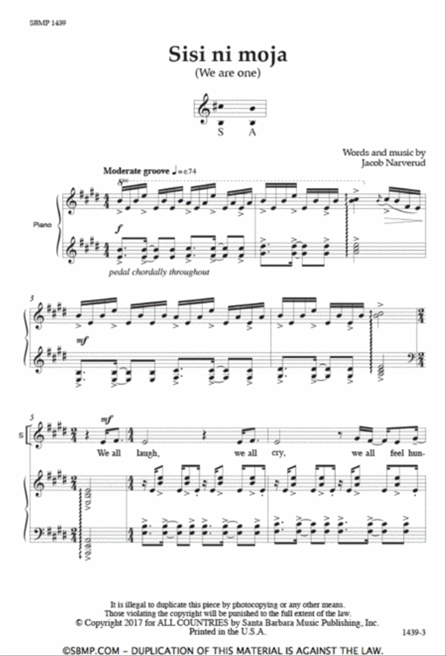 Sisi ni moja - SA Octavo Sisi ni moja - SA Octavo SA scores gallery preview page 2