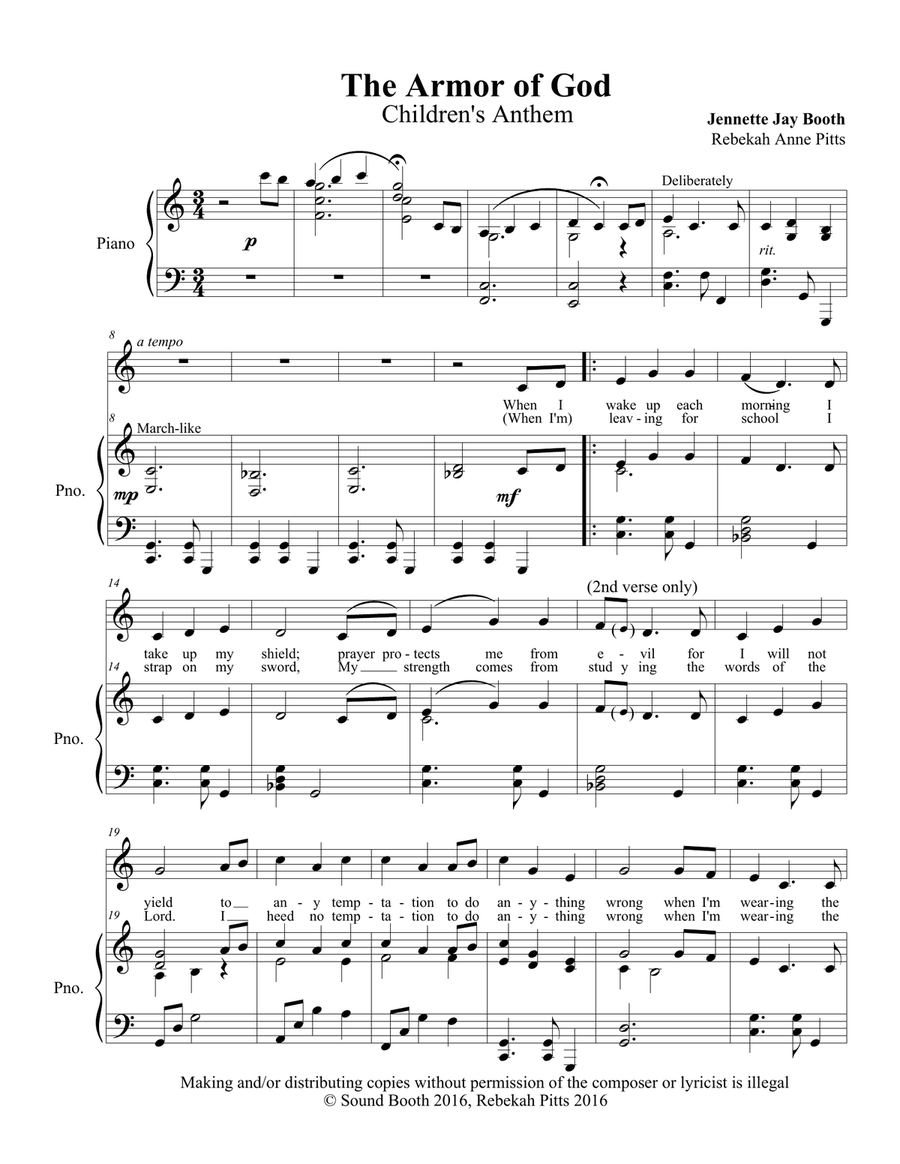 The Armor of God Piano, Vocal scores gallery preview page 1