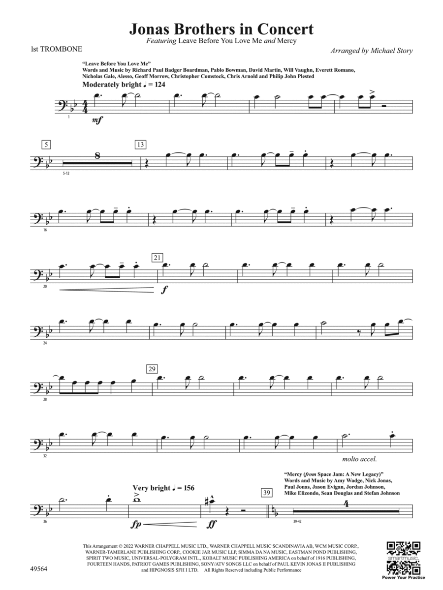 Jonas Brothers in Concert: 1st Trombone Concert Band scores gallery preview page 1