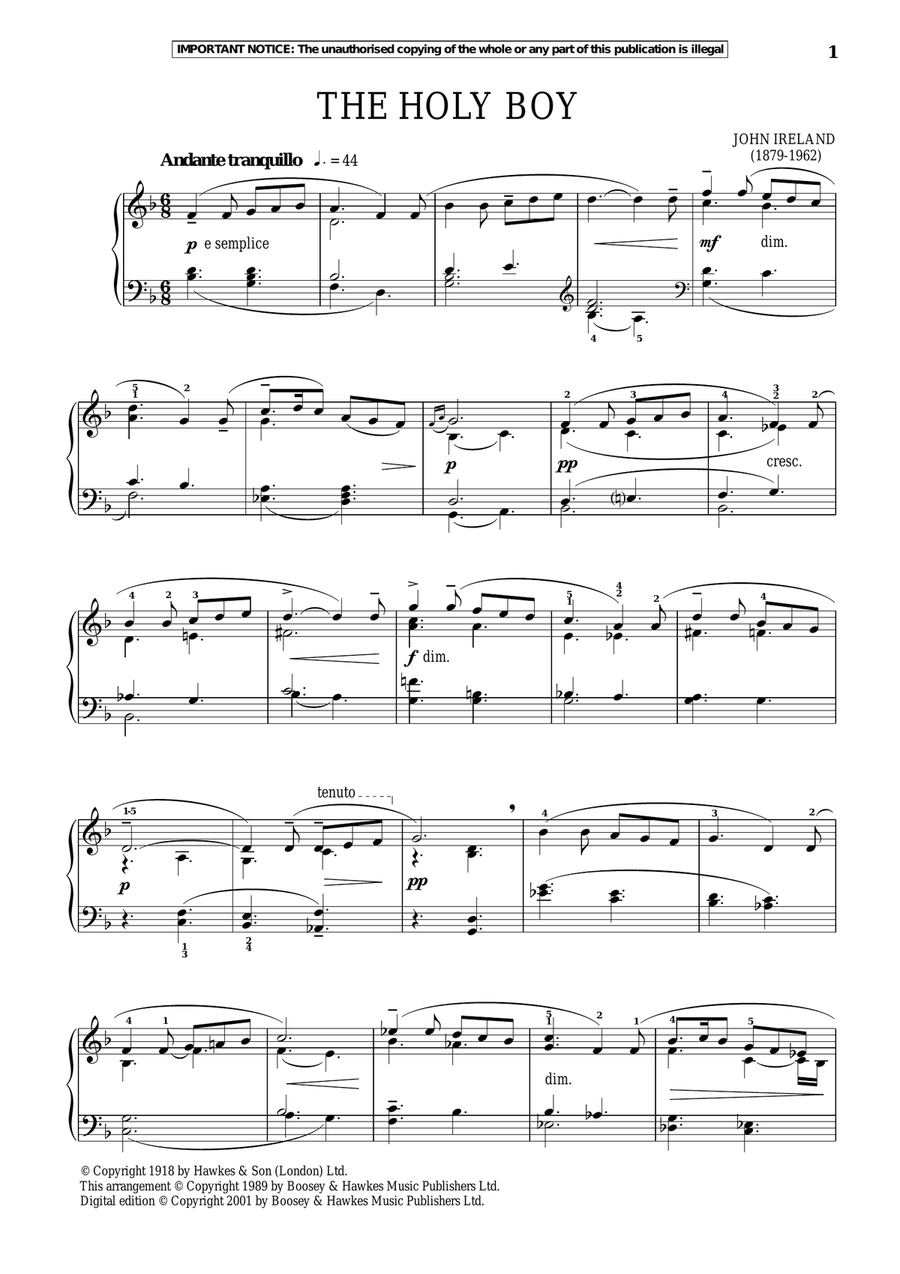 The Holy Boy Piano Solo scores gallery preview page 1