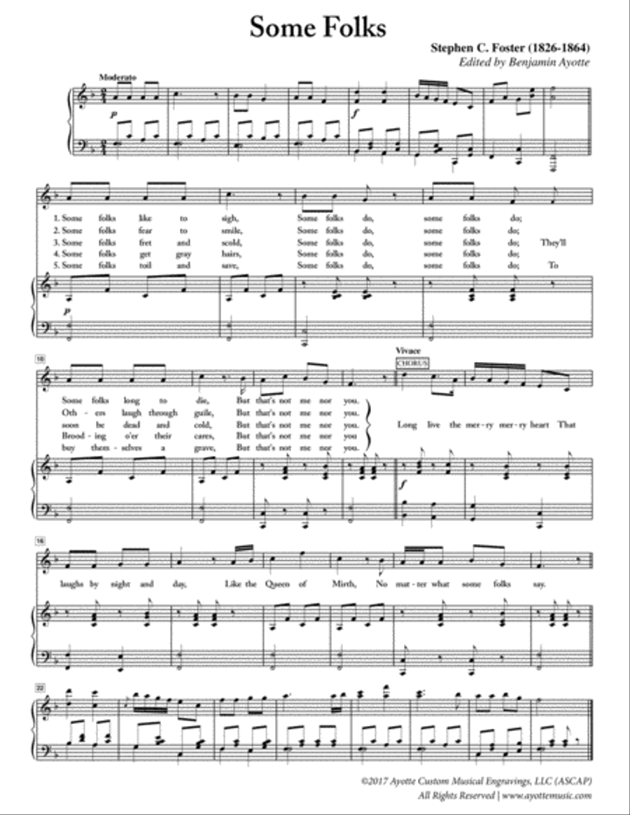 Stephen Foster - Some Folks Do Voice scores gallery preview page 1
