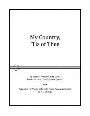Book cover for My Country, 'Tis of Thee - Violin Solo with Piano Accompaniment