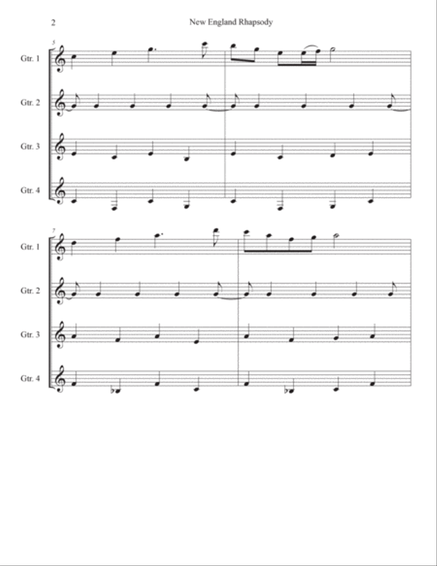 New England Rhapsody for Guitar Quartet Guitar Ensemble scores gallery preview page 4