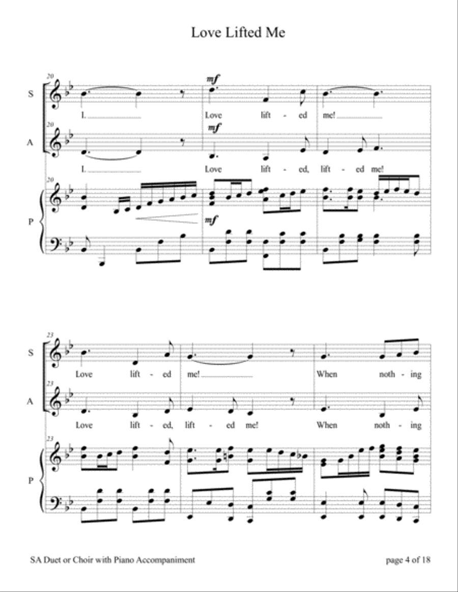 Love Lifted Me (for SA Choir with Piano accompaniment) SA scores gallery preview page 4