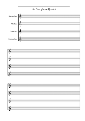 MANUSCRIPT PAPER for Saxophone Quartet (A4)