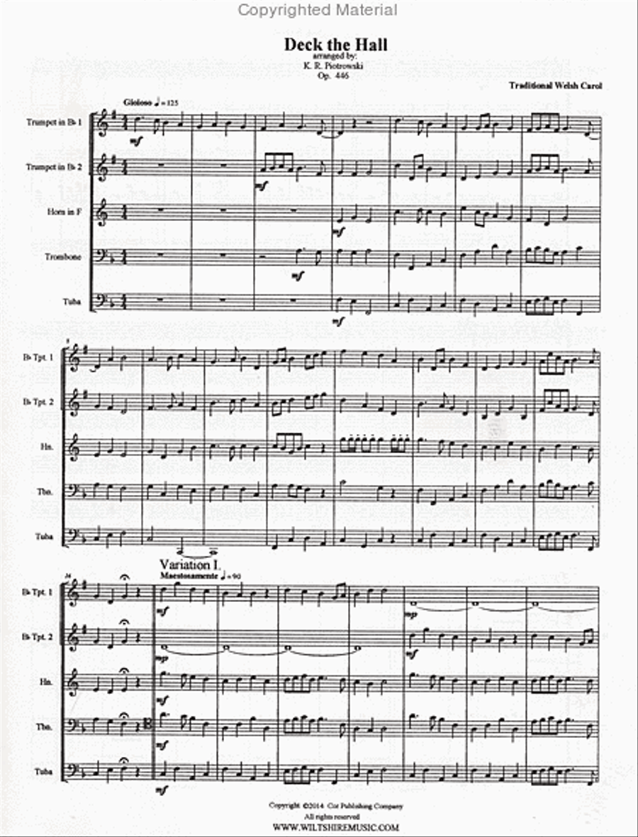 Deck the Hall Deck the Hall Brass Quintet scores gallery preview page 2