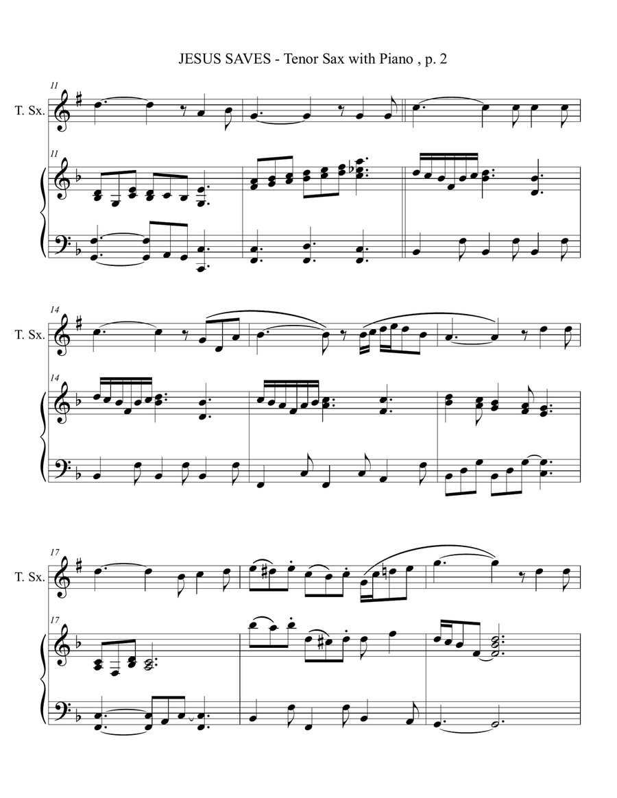 JESUS SAVES (Tenor Sax with Piano - Score & Part included) Tenor Saxophone scores gallery preview page 3