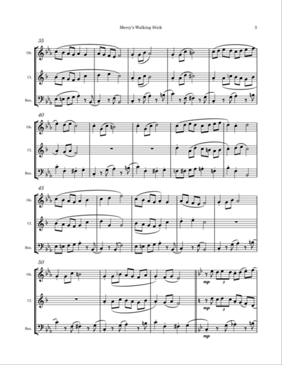 Mercy' Walking Stick Mercy' Walking Stick Woodwind Trio scores gallery preview page 3