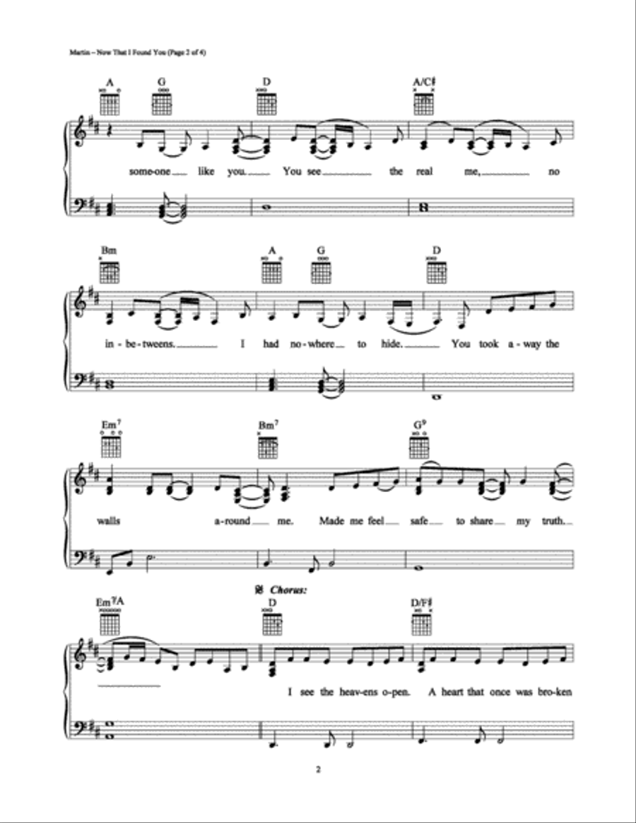 Now That I Found You Piano, Vocal, Guitar scores gallery preview page 2