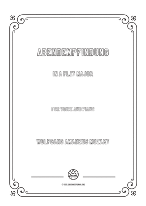 Book cover for Mozart-Abendempfindung in A flat Major,for Voice and Piano