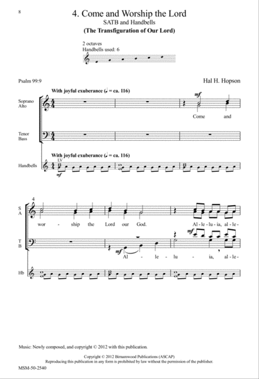 Come and Worship the Lord (The Transfiguration of our Lord) 4-Part scores gallery preview page 2