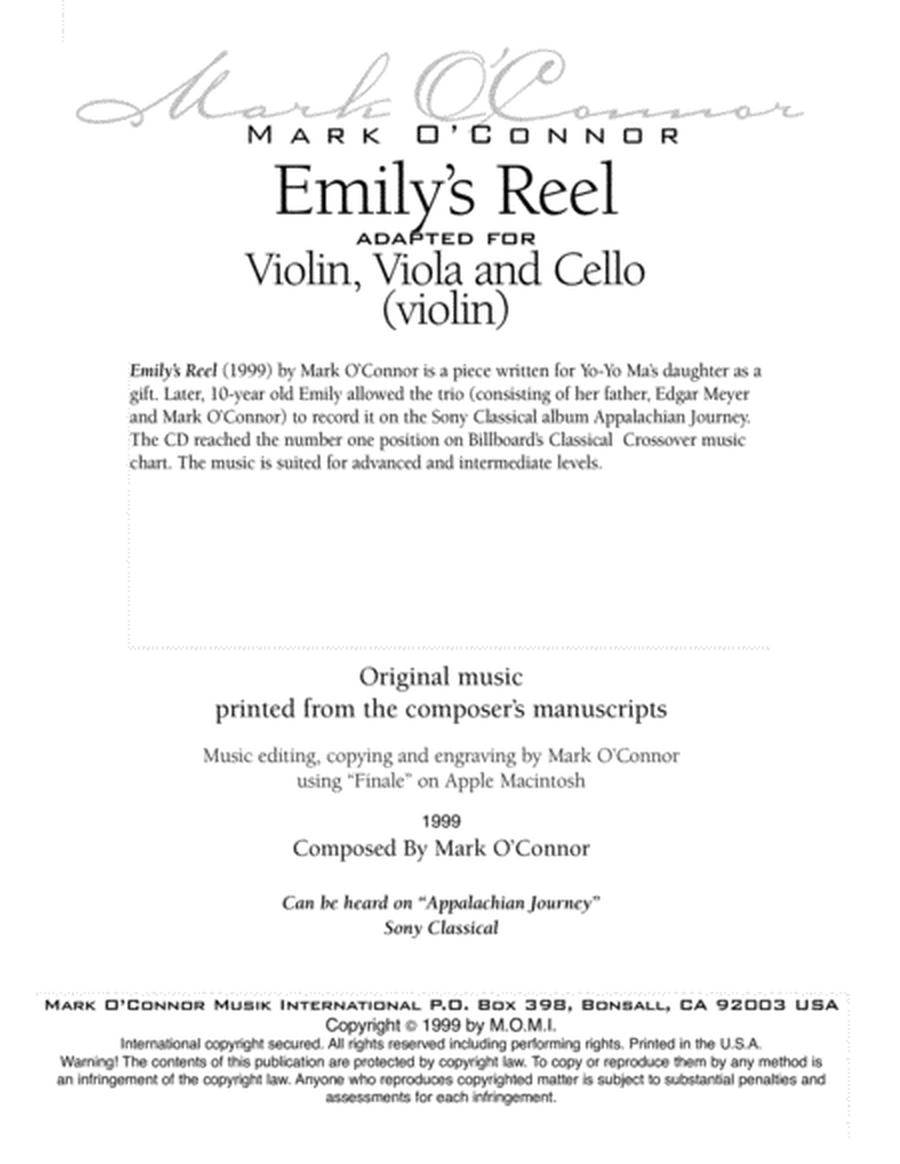 Emily's Reel (violin part - vln, vla, cel) image number null
