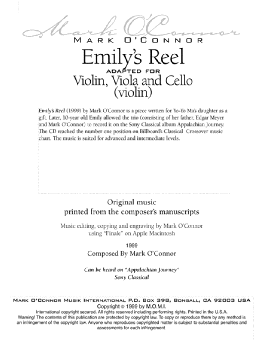 Emily's Reel (violin part - vln, vla, cel) String Trio scores gallery preview page 2