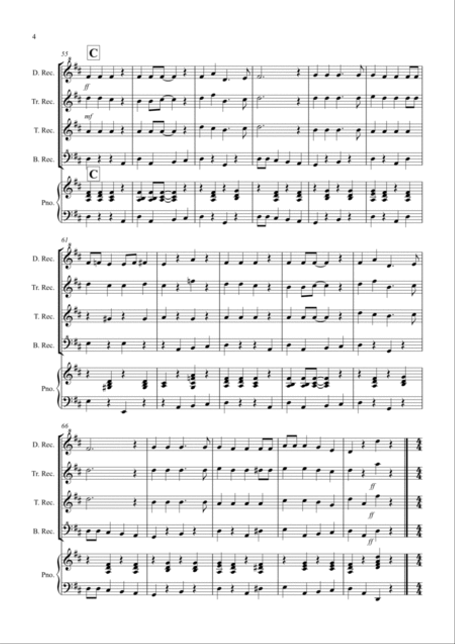 3 Jazzy Christmas Pieces for Recorder Quartet Recorder scores gallery preview page 4