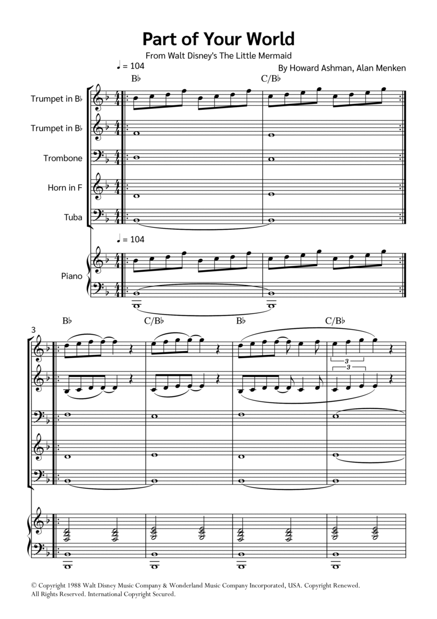 Part Of Your World (reprise) Horn scores gallery preview page 1