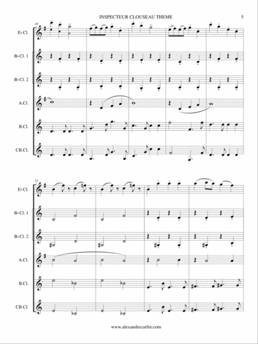 Inspector Clouseau Theme Woodwind Ensemble scores gallery preview page 5