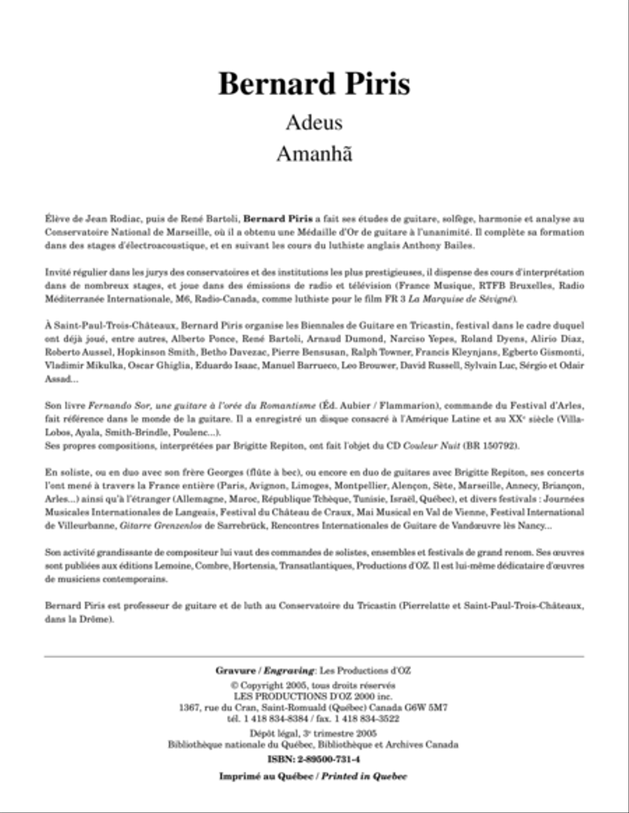 Adeus, Amanhã Classical Guitar scores gallery preview page 1