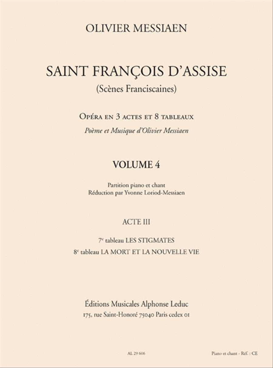 Saint Francois D'assise, Vol. 4 (acte Iii, 7e Et 8e Tableaux) Reduction Chan Reduction scores gallery preview page 1