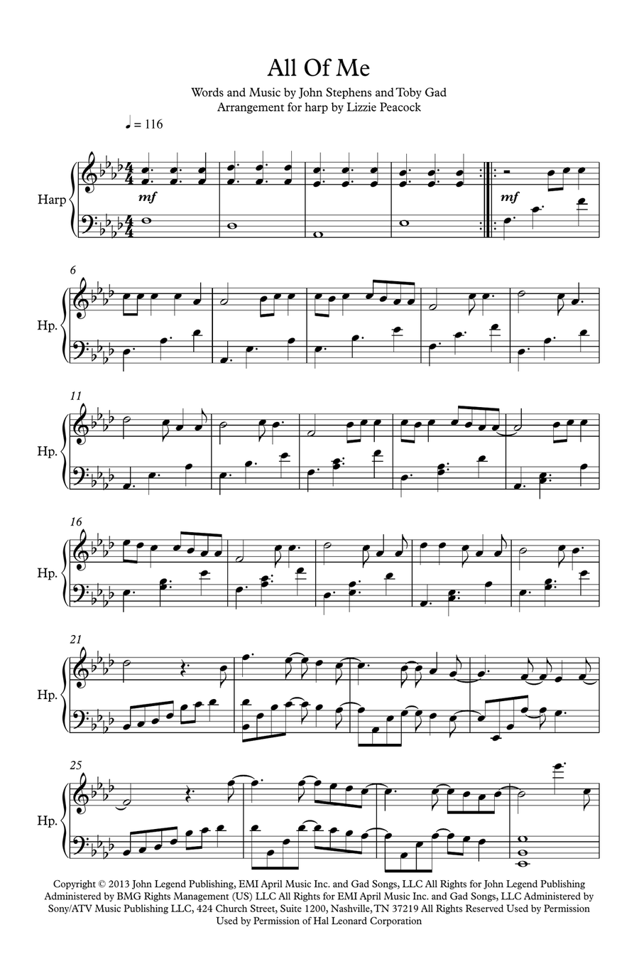 All Of Me Harp scores gallery preview page 1