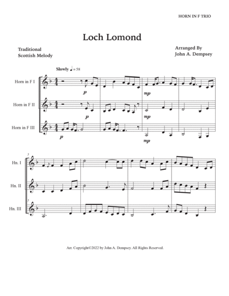 Loch Lomond (Horn in F Trio) image number null